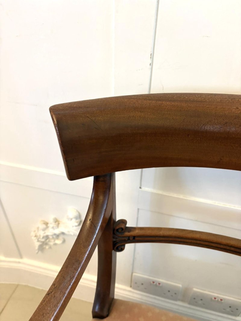 Antique Regency Mahogany Set of 6 Dining Chairs Including 2 Carvers - Image 15